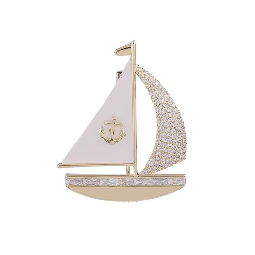 Gold sailboat brooch nautical - gold, brooch,