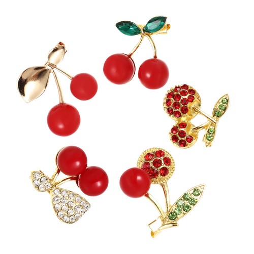 Chic rhinestone cherry brooch - rhinestone,