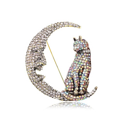 Rhinestone cat the moon - rhinestone,