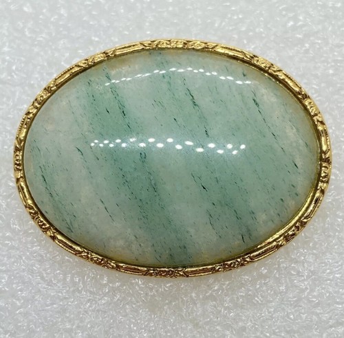 Vintage polished oval - oval, green